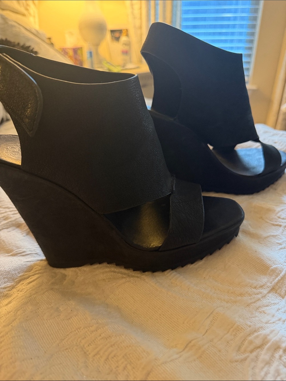 Vince Camuto Black Platform Wedge Sandals